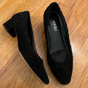 Vaneli Block Heel Shoe Black Velvet Suede Material Size 7